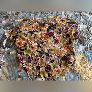 💥 5 for $15 Kismet Floral Blouse with Orange and Purple Accents